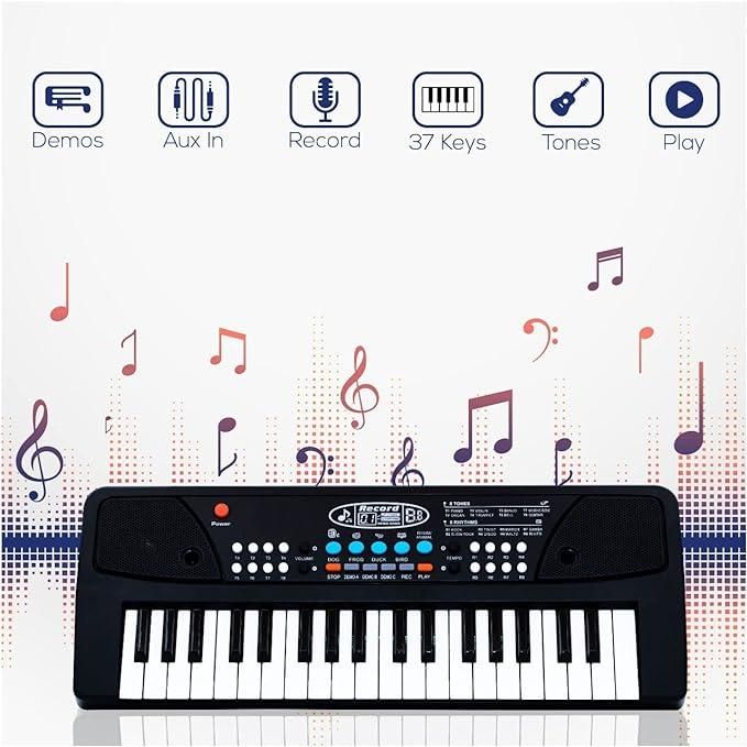 Piano Keyboard Toy with Microphone, USB Power Cable & Sound Recording Function