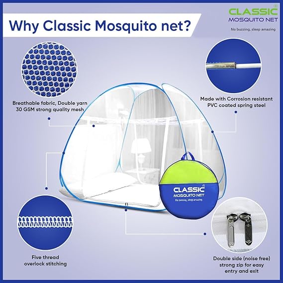 Mosquito Net for Double Bed Foldable Machardani