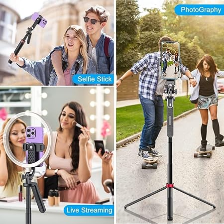 Selfie Stick with Tripod Stand 360 Degree Rotation